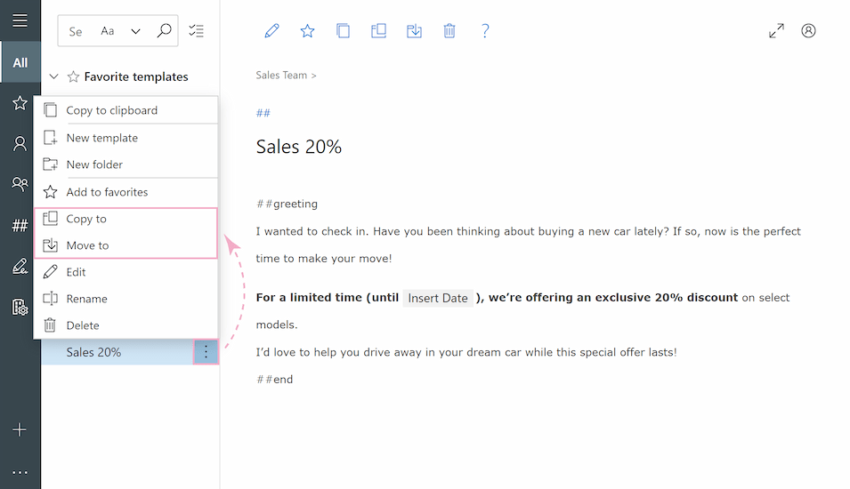 Click Copy to