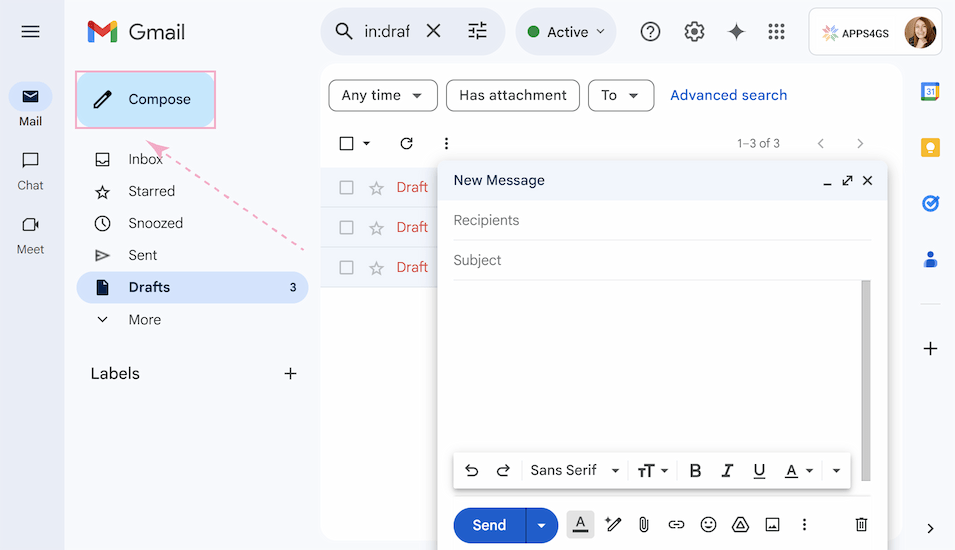 Start to write a new email