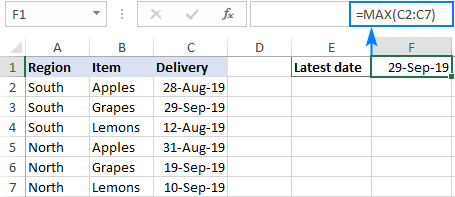 Find the max date in Excel.