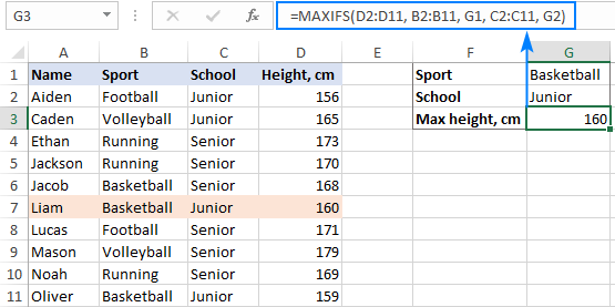 MAXIFS function in Excel find max value with multiple criteria