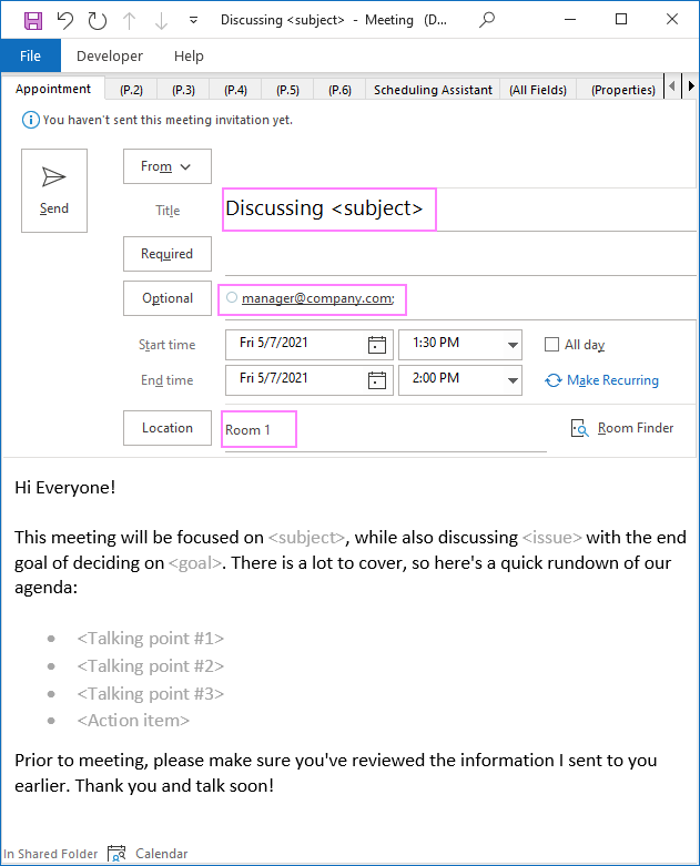 How To Create A Calendar Invite Template In Outlook Infoupdate