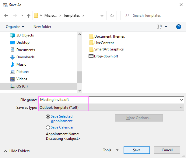 Outlook Meeting Template