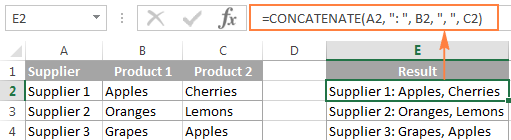 Combine the values of multiple cells using the CONCATENATE function.