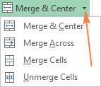 A few more merging options available in Excel