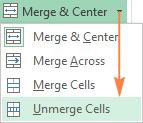 Unmerging cells in Excel