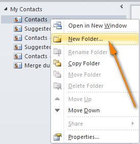Create a new Contacts folder.