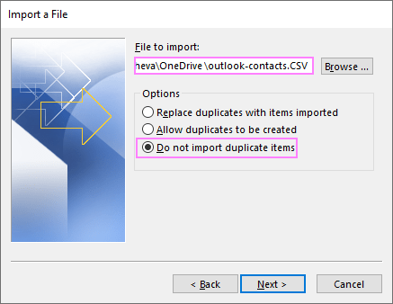 Choose not to import duplicate items.