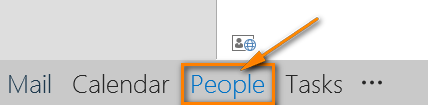 Click People at the bottom of the Navigation pane to open the contacts list.