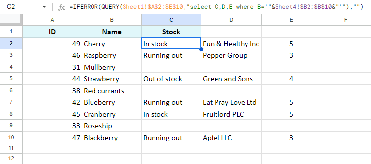 Используйте QUERY Google Sheets для обновления ячеек и добавления связанных столбцов.