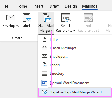 Starting the Mail Merge Wizard