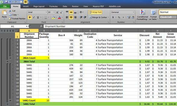 create multiple subtotals in excel