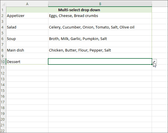 Select and remove multiple items in Excel dropdown.