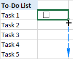 Copy a checkbox down the column