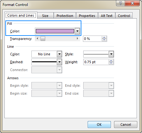 Select the desired Fill and Line colors for the checkbox control.