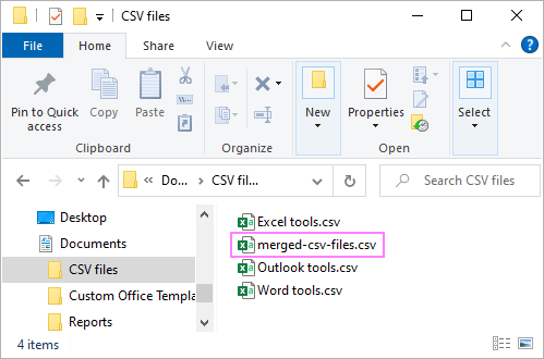 The resulting CSV file