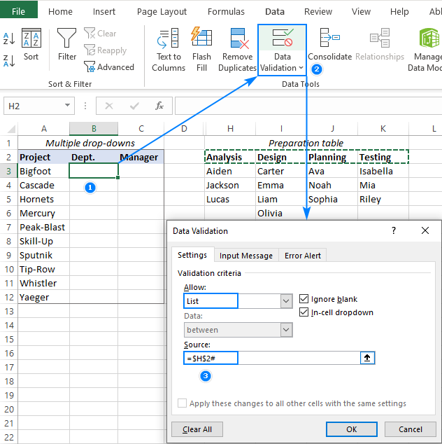 Making a primary drop-down list