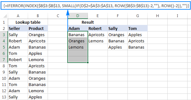 A formula to Vlookup multiple values and return results in a column