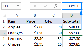 how to multiply two columns in excel for mac