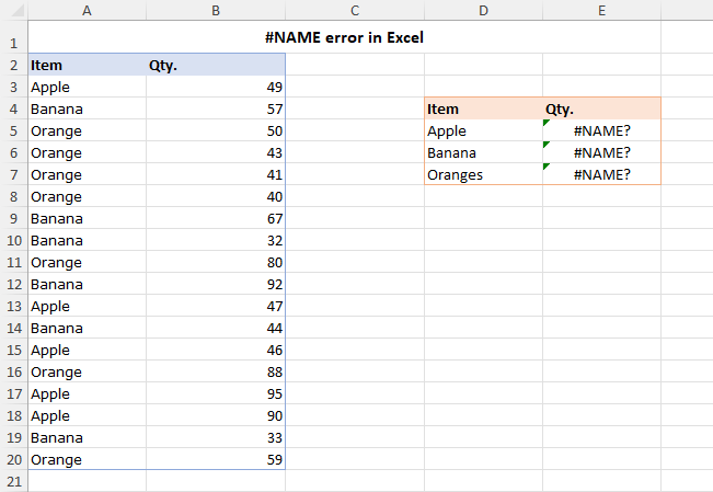 #NAME error in Excel