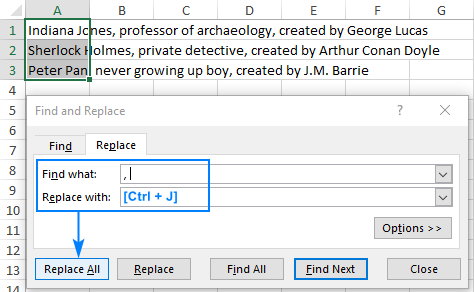 excel insert carriage return in cell