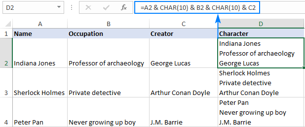 hitting return for a second line in a cell excel for mac