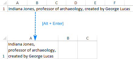 Start a new line in Excel cell.