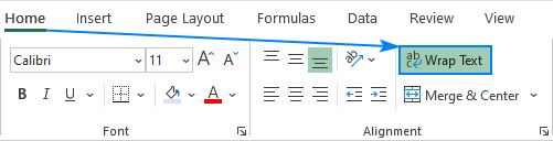 put a line break in excel for mac