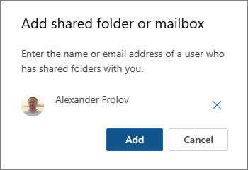Enter the name or email address of the person who has shared the folder.