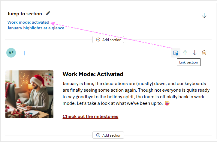 Make a table of contents for the newsletter