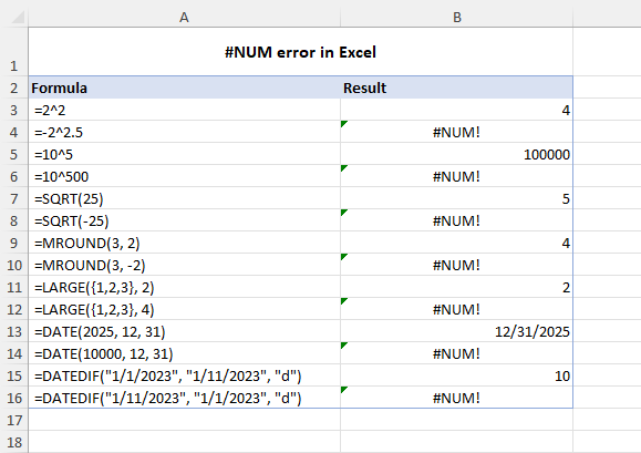 NUM error in Excel fixing number error in formulas