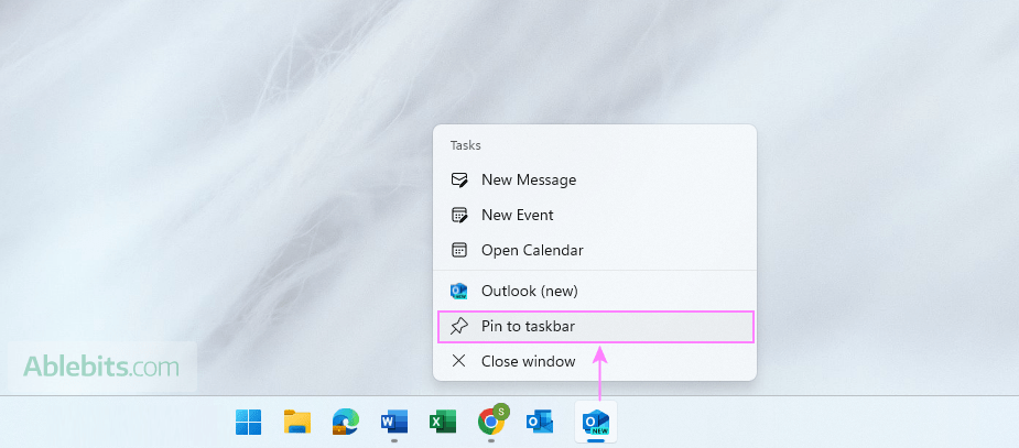 Pin the new Outlook to the taskbar.