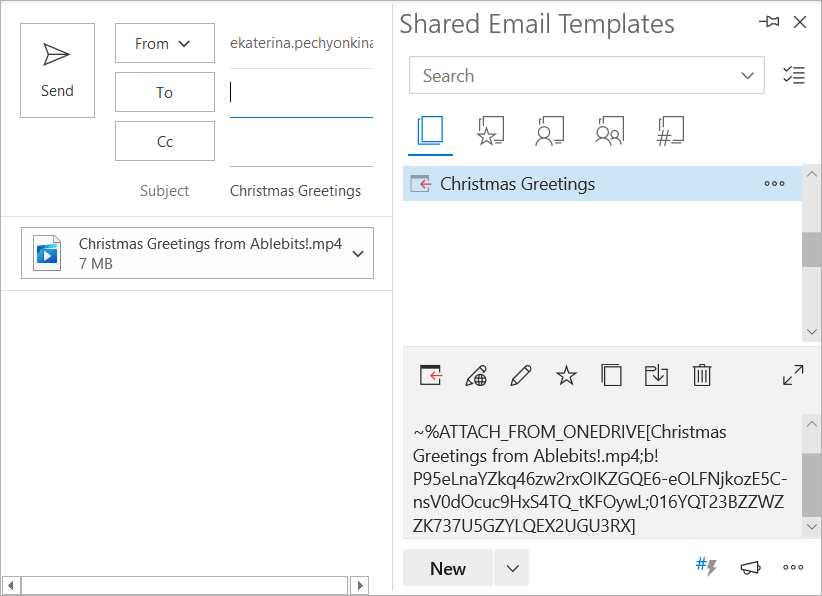 create outlook email template with attachments