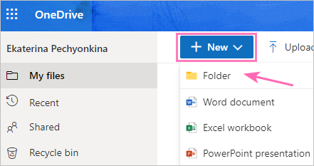 Create OneDrive folder