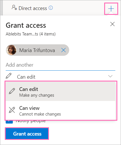 Grant access to OneDrive folder