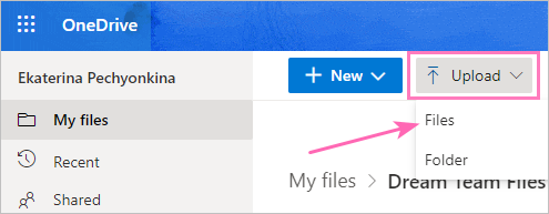 Upload a new folder into OneDrive