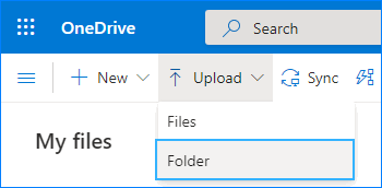 Upload a new folder into OneDrive