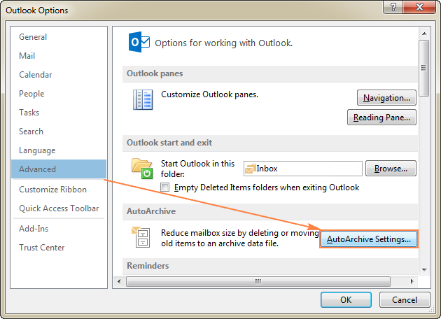 create archive folder in outlook 2016