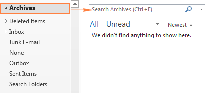 Searching in the Outlook Archive folder