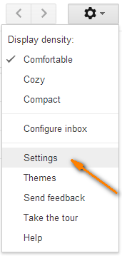 Click the gear icon in the top right corner and select Settings.