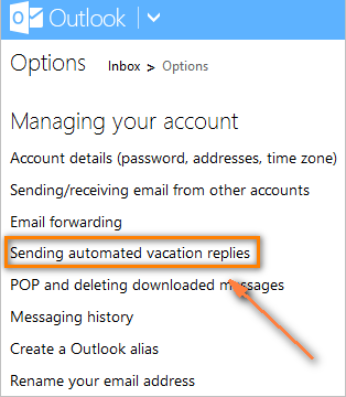 Select 'Sending automated vacation replies' to configure your auto-reply's settings.