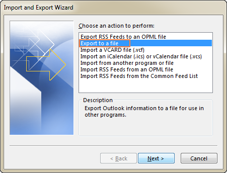 export outlook account settings 2013