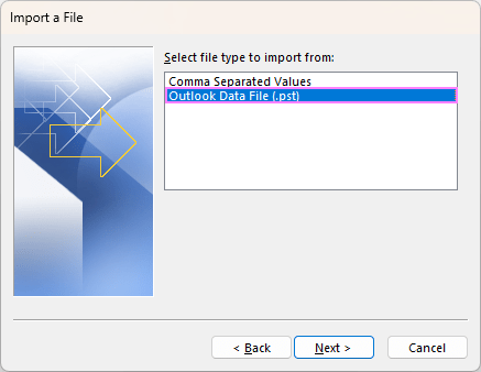 Import Outlook PST file.