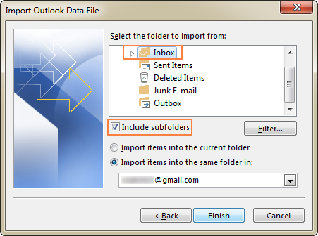 Select the folder to import from.