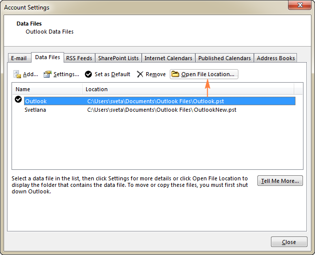 office 2013 outlook auto backup