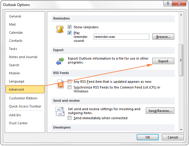 outlook backup file location