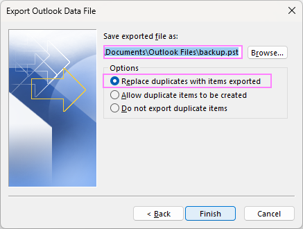 Save your Outlook backup.