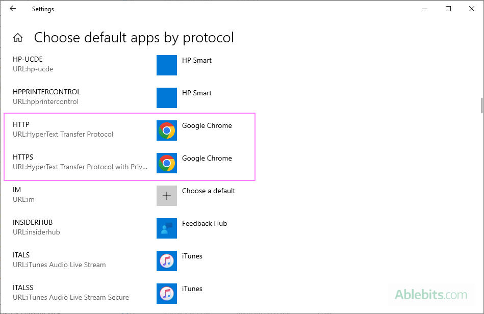Change the default browser for links on Windows 10.