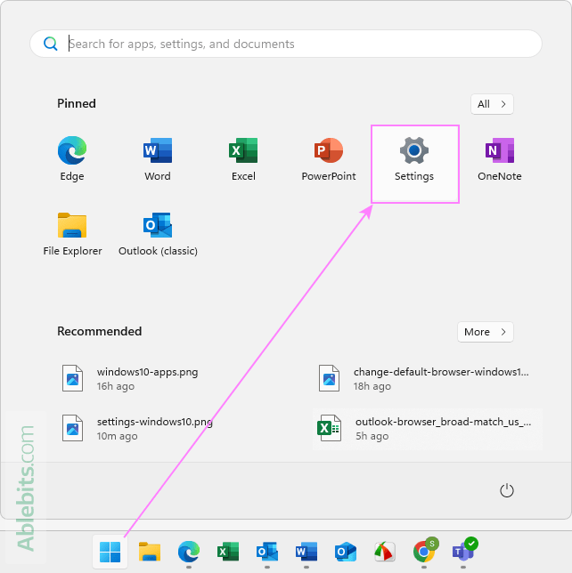 Go to Windows Settings.