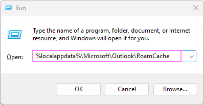 Open the folder containing the Outlook cache files.