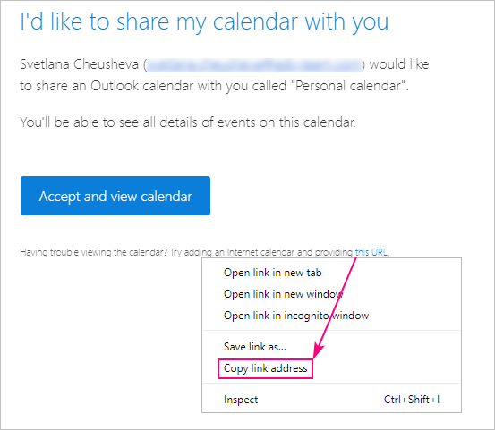 How to share Outlook calendar with Google